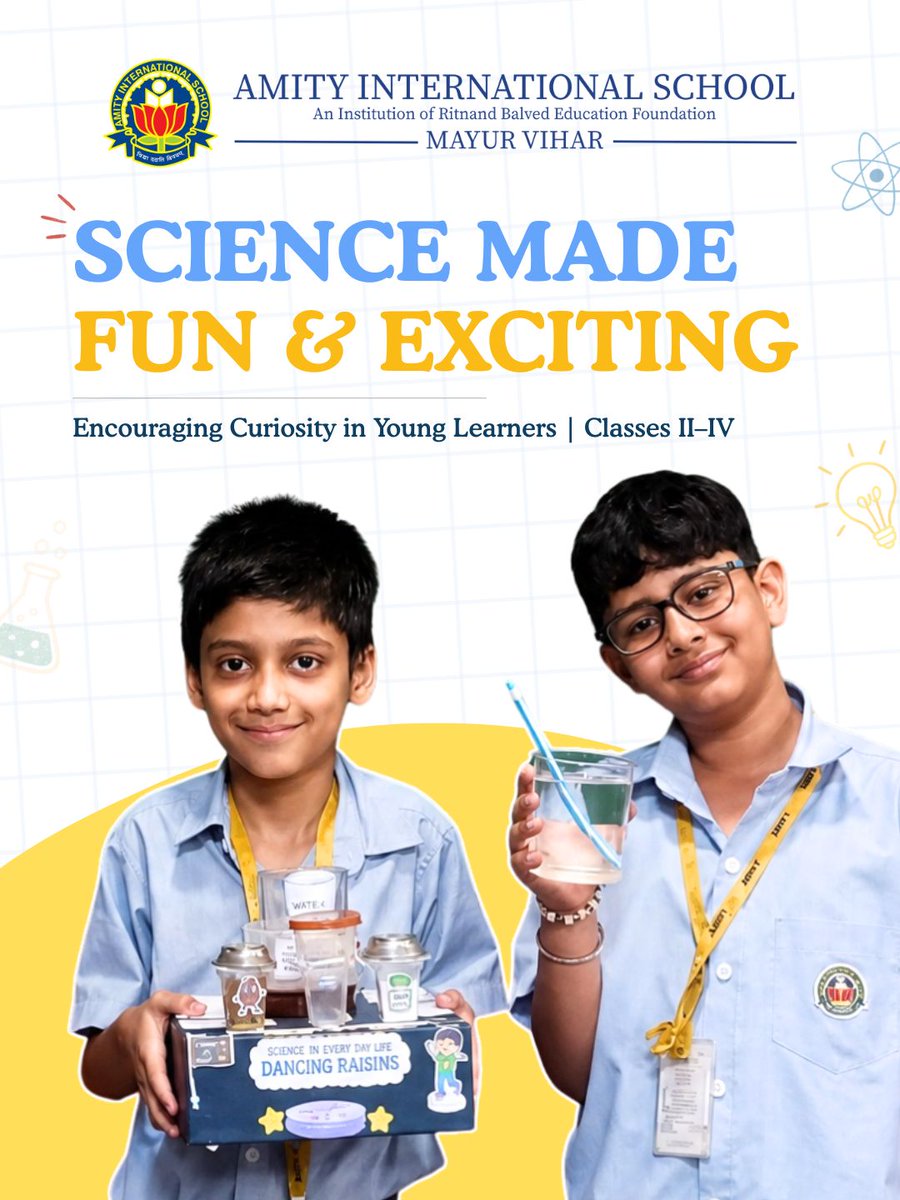 AISMayurVihar's tweet photo. Our students of Classes II–IV got hands-on with exciting science activities, experiments and fun learning experiences that made every concept more engaging and memorable.
#AmityInternationalSchool #AmityInternationalSchoolMayurVihar #ScienceMadeFun #FunWithScience https://t.co/i3PupPgHEY