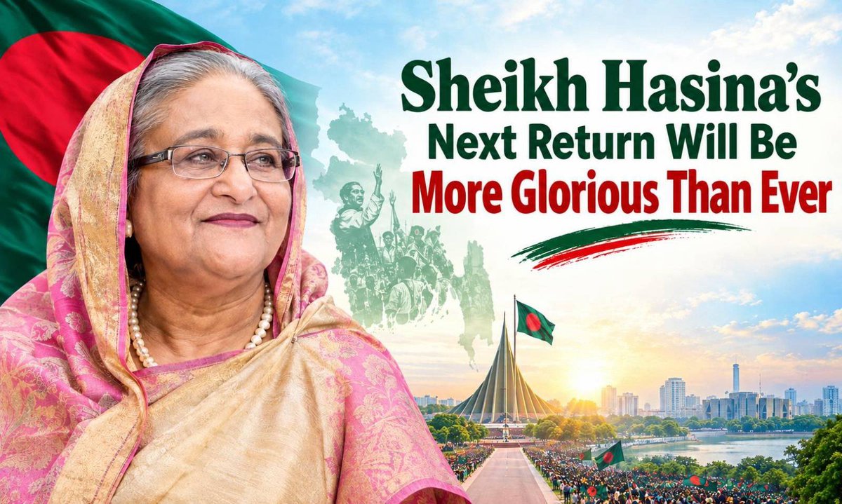 albd1971's tweet photo. Bangladesh stands at a crossroads. Political divisions are deepening, democratic institutions are under strain, and uncertainty surrounds the country’s future.

For the mass people, Sheikh Hasina’s return represents more than the return of a political leader—it represents the possibility of Bangladesh’s democratic revival.

Her return could open a new chapter of political participation, institutional renewal, stability and economic progress, helping Bangladesh reclaim its ambition of becoming a prosperous, confident nation.

For those who believe in this vision, Sheikh Hasina’s return is a call to rebuild Bangladesh through democracy, unity and development.
https://t.co/u5burnNpjb
#SheikhHasina #DecemberHomecomig #Bangladesh