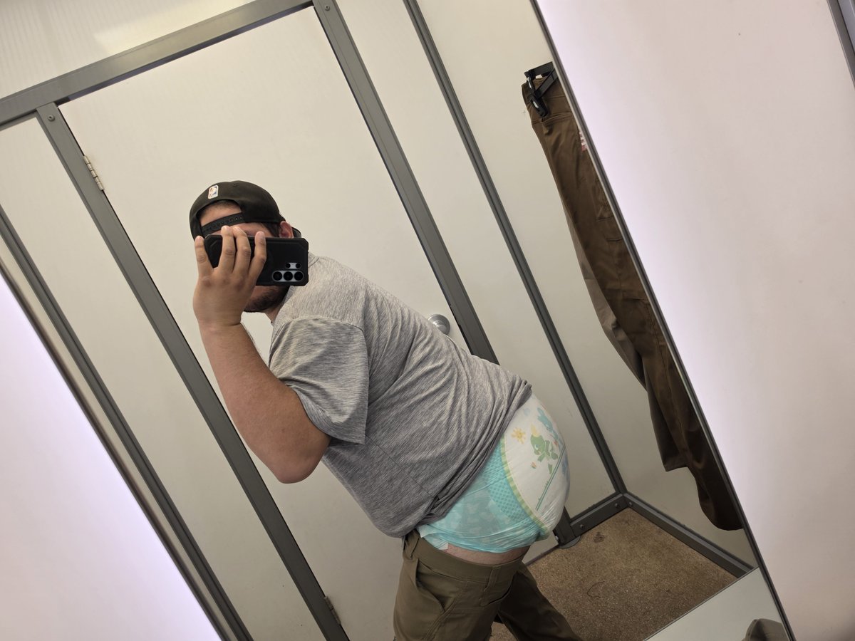 LILPAMPBRO's tweet photo. Just trying on pants for work a Wal-Mart so I can wear my big soggy pampers under 👷‍♂️🚛🚧 https://t.co/w6CQWTncdd