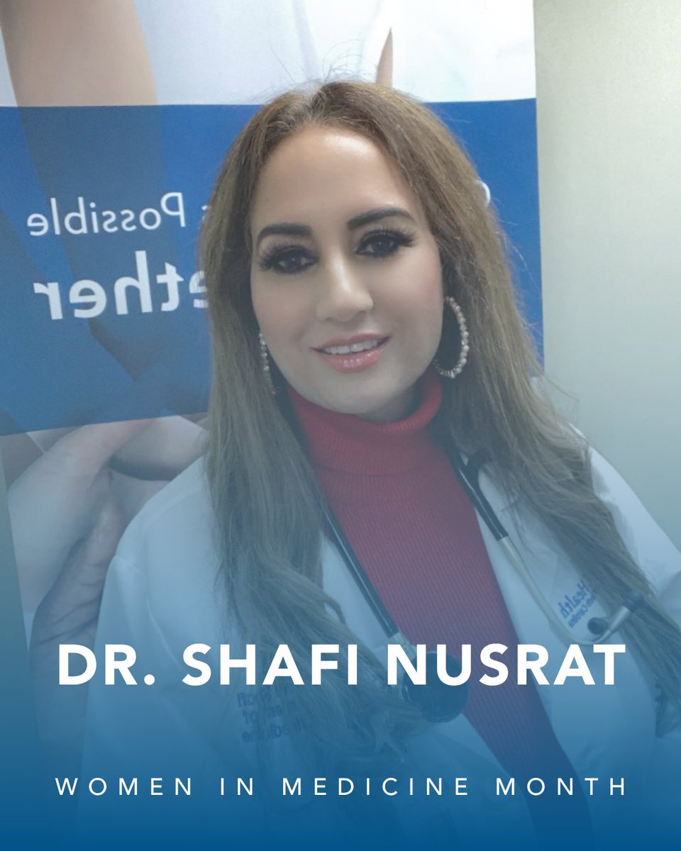 MUSChealth's tweet photo. "My favorite part of my career is being able to help and counsel patients and listen to their problems."

During Women in Medicine Month, we’re celebrating Family Medicine Physician Dr. Shafi Nusrat, one of the many women changing what's possible for patients at #MUSCColumbia! https://t.co/uSSViOKRJk