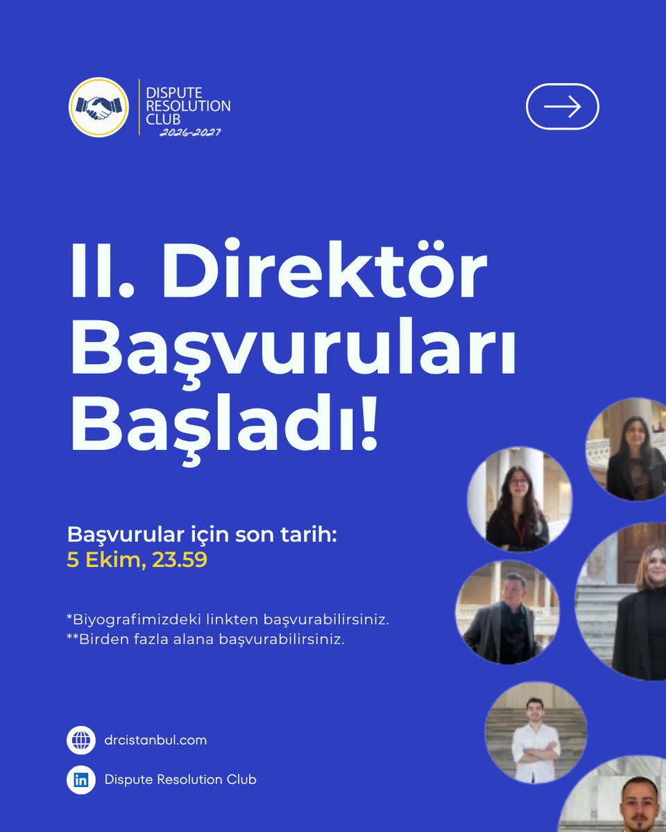 drcistanbul's tweet photo. 2026–2027 Dönemi Direktörlük Başvurularımız açıldı!

DRC’de yeni dönemde sorumluluk almak, ekibimizin bir parçası olmak ve birlikte yeni hikâyeler yazmak istiyorsan seni de aramızda görmek isteriz. 🤍

📌 II. Dönem Direktörlük Başvuruları
Son başvuru: 5 Ekim | 23.59 https://t.co/NFY1Yigl2X
