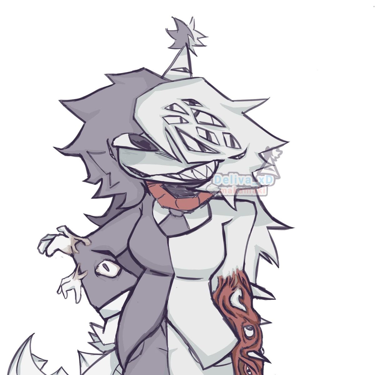 DelivaXD's tweet photo. I just sketched it out. It came about because I was feeling burned out, so I drew this https://t.co/5xrsVtYRXU