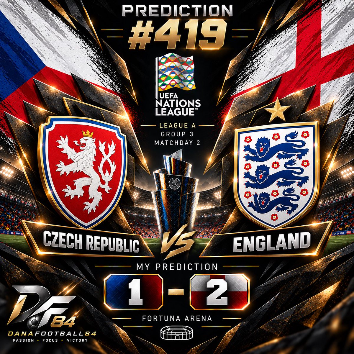 danafootball84's tweet photo. 🎯 Prediction #419
🇨🇿 Czech Republic 1–2 England 🏴󠁧󠁢󠁥󠁮󠁧󠁿
Tight battle. Fine margins. England to take it. 🔥⚔️
#FootballPredictions #NationsLeague https://t.co/QoXt9notU0