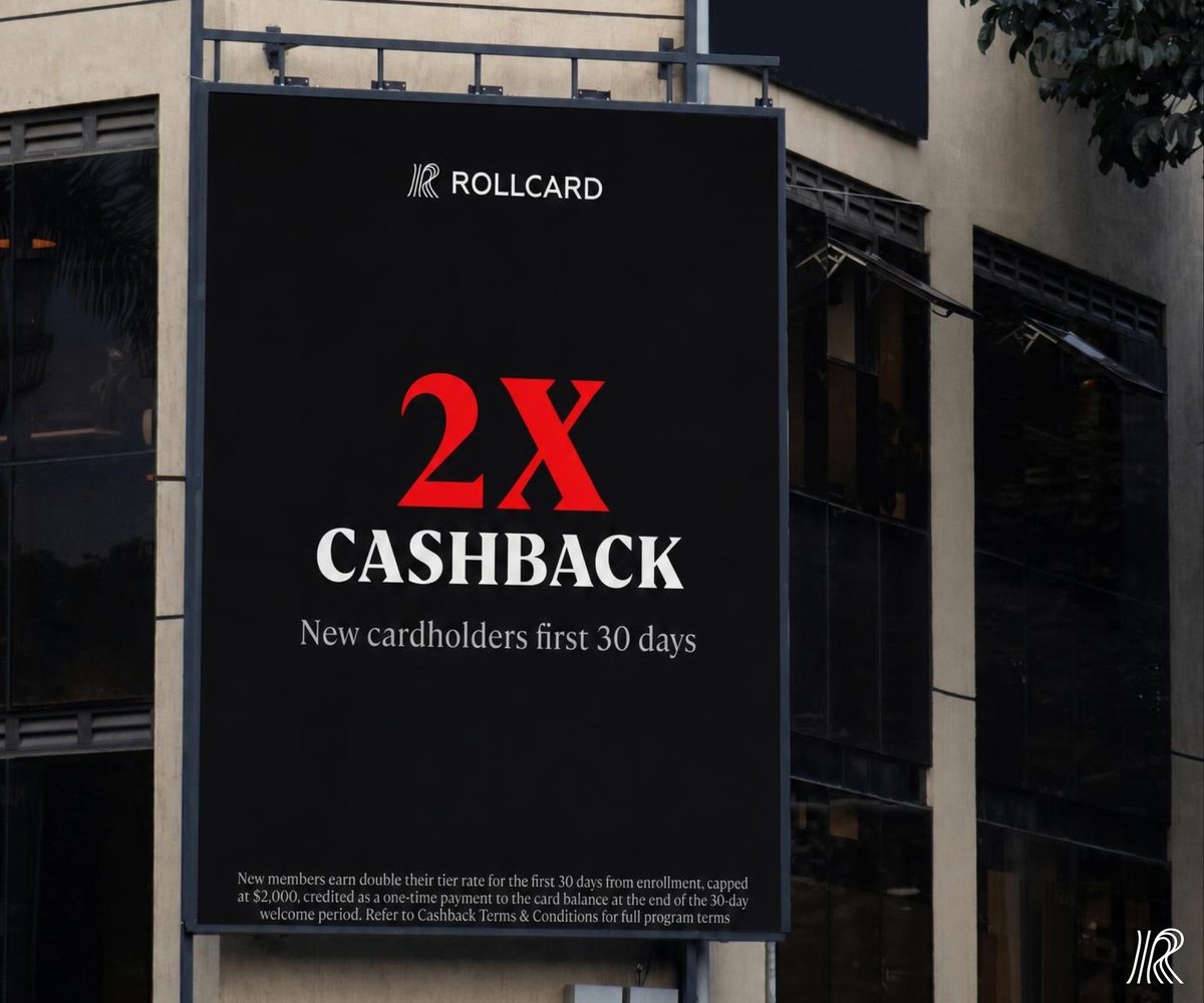 RollcardHQ's tweet photo. As the season rolls on, new cardholders get 2x their tier rate on qualifying cashback for their first 30 days, credited as a one time payment, capped at $2,000. After that, standard monthly cashback kicks in, credited automatically to your card balance.

Learn more at https://t.co/b4uihS2hXG

Cashback is earned on qualifying spend at licensed US sportsbooks, DFS platforms, legalized casinos, and prediction markets; minimum $500 per calendar month, capped at $1,000 monthly. Rates and tier thresholds are subject to change, Forfeited on reversed, refunded, or disputed transactions; card cycling and non-bona-fide spend prohibited. Refer to Rollcard Cashback Terms & Conditions for full program terms.