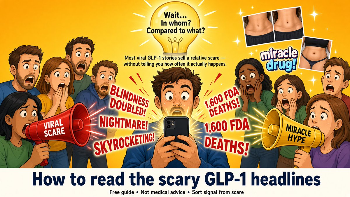 longjvt's tweet photo. Before you quit a GLP-1 — or start one — from a thumbnail, ask for the denominator.
How to read the scary GLP-1 headlines https://t.co/nijUC9BwjG https://t.co/rw6piLDaom