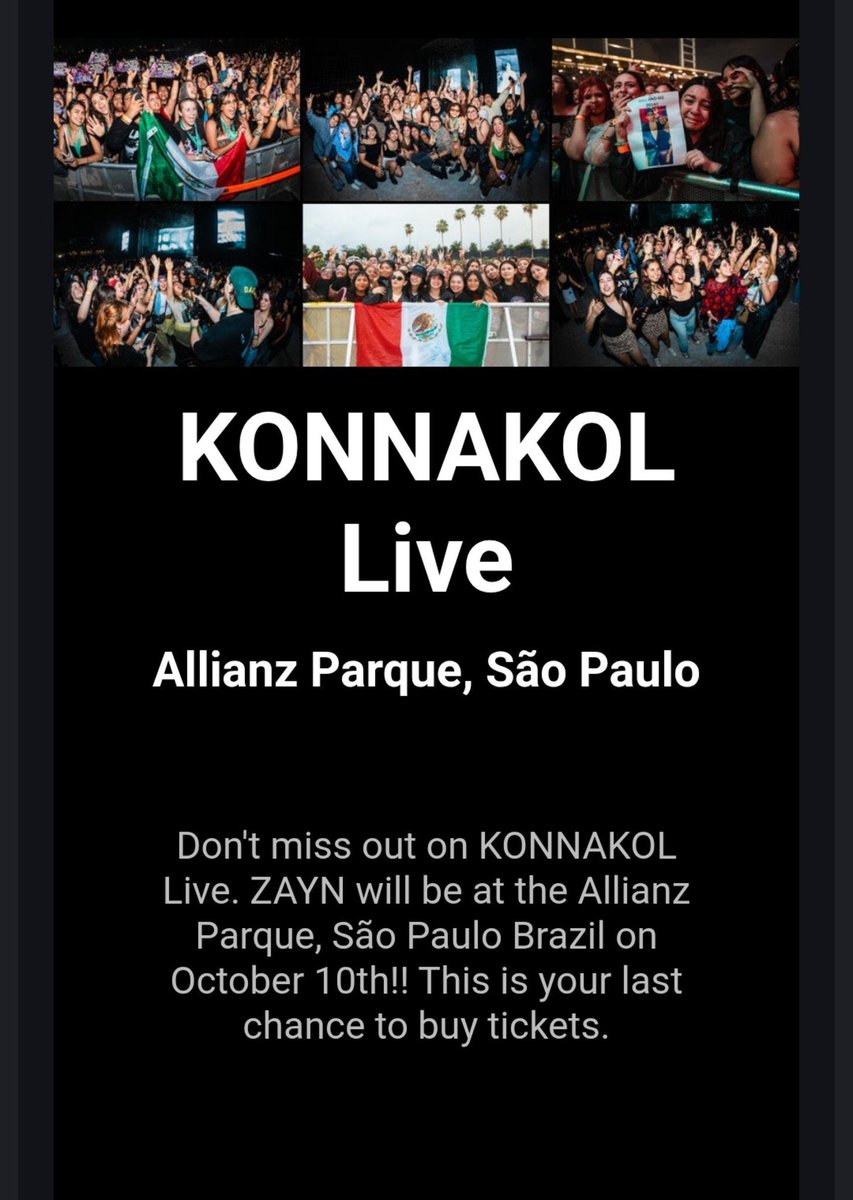 choosezaynbr's tweet photo. FINALMENTE SERÁ A NOSSA VEZ! 🥹🇧🇷

A equipe do Zayn mandou e-mail por meio do VIP Key falando sobre o show do dia 10 de outubro em São Paulo! 💚 https://t.co/H17yQsvyEO