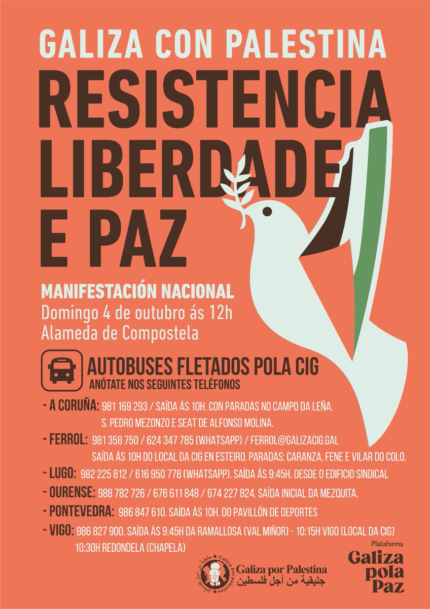 mardelumes's tweet photo. 🇵🇸 O próximo domingo 4, Galiza volverá encher as rúas da capital do país para denunciar a limpeza étnica e o xenocidio palestino. Acude e non permitamos que o silencio e a complicidade co sionismo continúe. #GalizaConPalestina! https://t.co/20BthObH9m