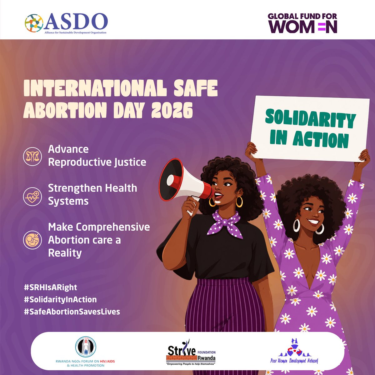 asdo_rwanda's tweet photo. INTERNATIONAL SAFE ABORTION DAY 2026

Abortion care should be:
➡️SAFE
➡️TIMELY
➡️ACCESSIBLE
➡️AFFORDABLE
➡️CONFIDENTIAL
➡️RESPECTFUL
➡️STIGMA-FREE

Because #Abortion is Healthcare .
@GlobalFundWomen 
@awdf01 https://t.co/KXjMWWPkn9
