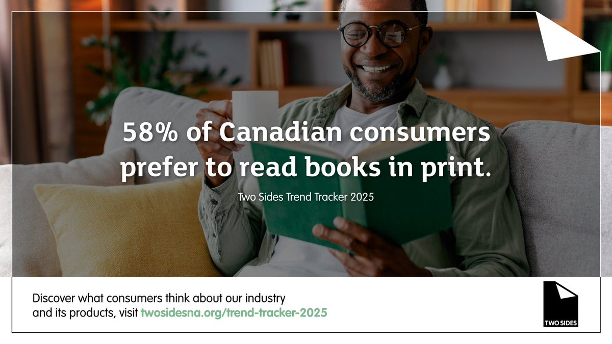 TwoSidesNA's tweet photo. It's not an either/or world. People continue to value both print and digital communications—and they want the choice between them. Even younger generations are looking for ways to engage offline.

Did you know that 58% of Canadians prefer reading books in print and 57% of Gen Z prefer magazines in print?
https://t.co/mkGxghwtxo

#TwoSidesNA #PrintMatters #PaperVsDigital #ConsumerChoice #PrintAndPaper
