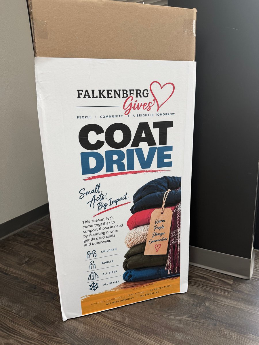 FalkenbergCon's tweet photo. This fall, Falkenberg is coming together to support our local communities through our annual Coat Drive.

Every item collected will be donated to local nonprofit organizations and distributed at no cost to those who need them. https://t.co/z0FtkrjxIG