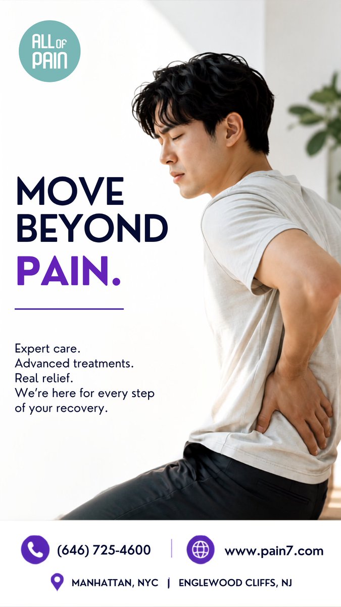 AllofPainnyc's tweet photo. When back pain limits your movement, it's time to take action.
Trust All of Pain to help you get back to doing what you love.
#restoringmobility #expertcare #orthopedic #reliefispossible #wellness https://t.co/2cAEuJR4p8