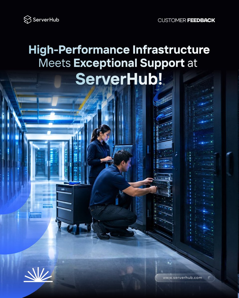 ServerHub's tweet photo. When Setu Rajput needed a dedicated server on short notice, our team delivered fast!🚀 The #ServerHub team configured it and got it up instantly with zero downtime for months after. So launch your next server at ServerHub!

#Serverhub #VPS #dedicatedservers #uptimeguarantee https://t.co/odepXQJyPm