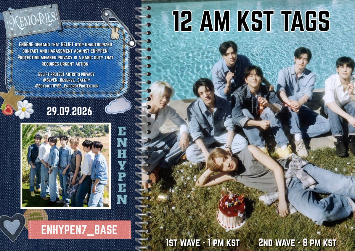 SakuraShai_07's tweet photo. ☆ IT'S 12AM KST, NEW TAGS are HERE! ☆

ENGENE demand that BELIFT stop unauthorized contact and harassment against ENHYPEN. Protecting member privacy is a basic duty that requires urgent action

BELIFT PROTECT ARTIST'S PRIVACY
#SevEN_Deserve_Safety
#BoycottHYBE_EnforceProtection https://t.co/TtRbDUQ5im