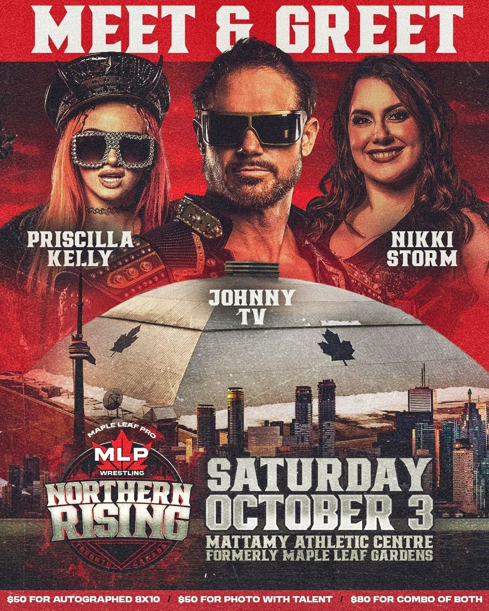 MapleLeafPW's tweet photo. Don’t forget that at #MLPNorthernRising, you could have the chance to meet these fantastic stars before the show! 

Be sure to get one of the limited remaining Northern Rising tickets at the link below to get in the building for this opportunity!
@NikkiStorm08
@HellsFavoritePK
@TheRealMorrison
https://t.co/AHDvTzAiOZ