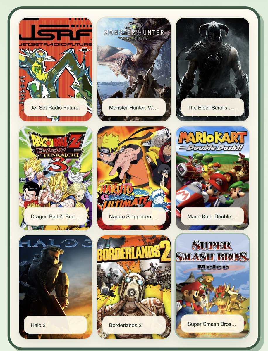MookTheMerc's tweet photo. Me &amp; 9 games that shaped who I am https://t.co/QjFb7Mjjhu