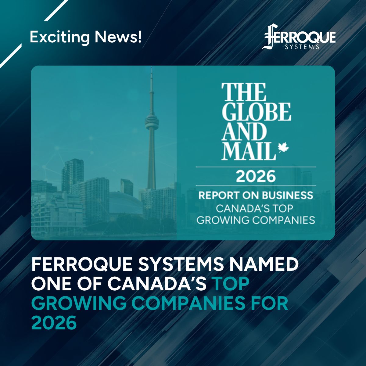 FerroqueSystems's tweet photo. We’re proud to share that Ferroque Systems has been named one of Canada’s Top Growing Companies for 2026! A huge thank you to our team, customers and partners who helped us get here. 

Read the full release: https://t.co/FxDL7g95c7 https://t.co/g271leKD3O