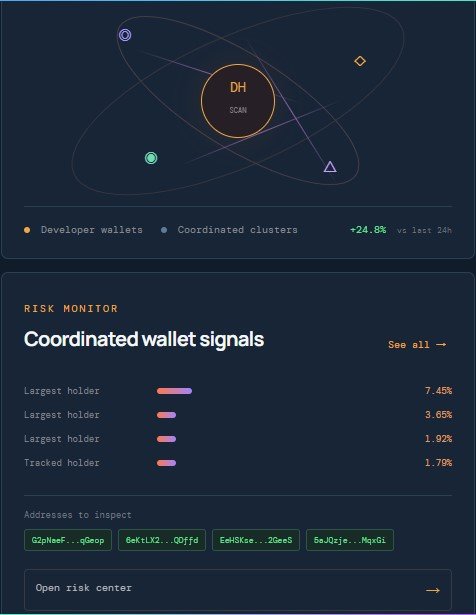 devs_hunter's tweet photo. 🚨 My new Token Scanner is 90% ready for use.

It doesn’t just check a token — it goes VERY DEEP.

🔍 Bundle analysis
⚠️ Supply control
🧠 Manipulation detection
📈 Wash Trading 
🐍Cabals / Insiders Network
👀 Holder & wallet behavior

The goal? Make memecoin hunting safer and expose the red flags BEFORE you ape.

And yes, all my Premium Signal Group subscribers get LIFETIME PREMIUM ACCESS FOR FREE. 🫡

We’re taking memecoin research to another level. 🦅