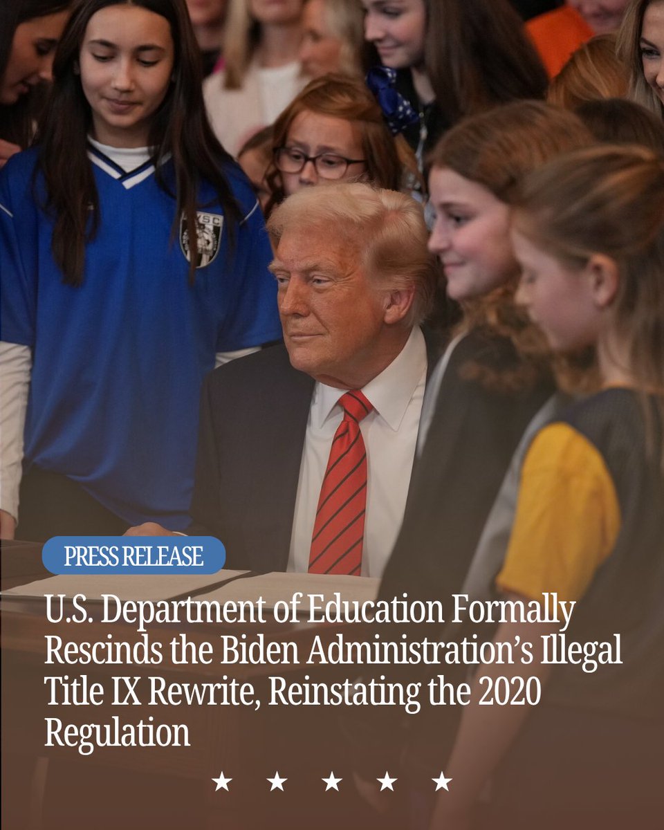 usedgov's tweet photo. Today, the Trump Administration is formally putting into regulation what the law has said all along: Title IX’s protections are based on SEX, not “gender identity.” https://t.co/N0K36S90Dy