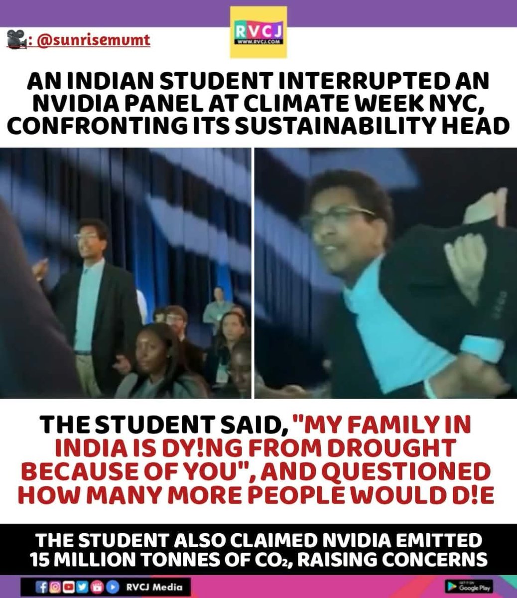 RVCJ_FB's tweet photo. Indian student raises concerns over NVIDIA’s carbon emissions at Climate Week NYC. https://t.co/81PQDXqnOl