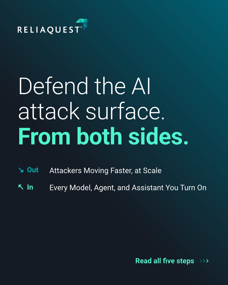 ReliaQuest's tweet photo. 75% of employees using unapproved AI have shared sensitive data. By 2030, over 40% of enterprises will face security or compliance incidents from shadow AI. 

See 5 steps to defend your AI attack surface: https://t.co/UwHiSmIgDW

#ReliaQuest #AISOC https://t.co/upJrcEXCZF