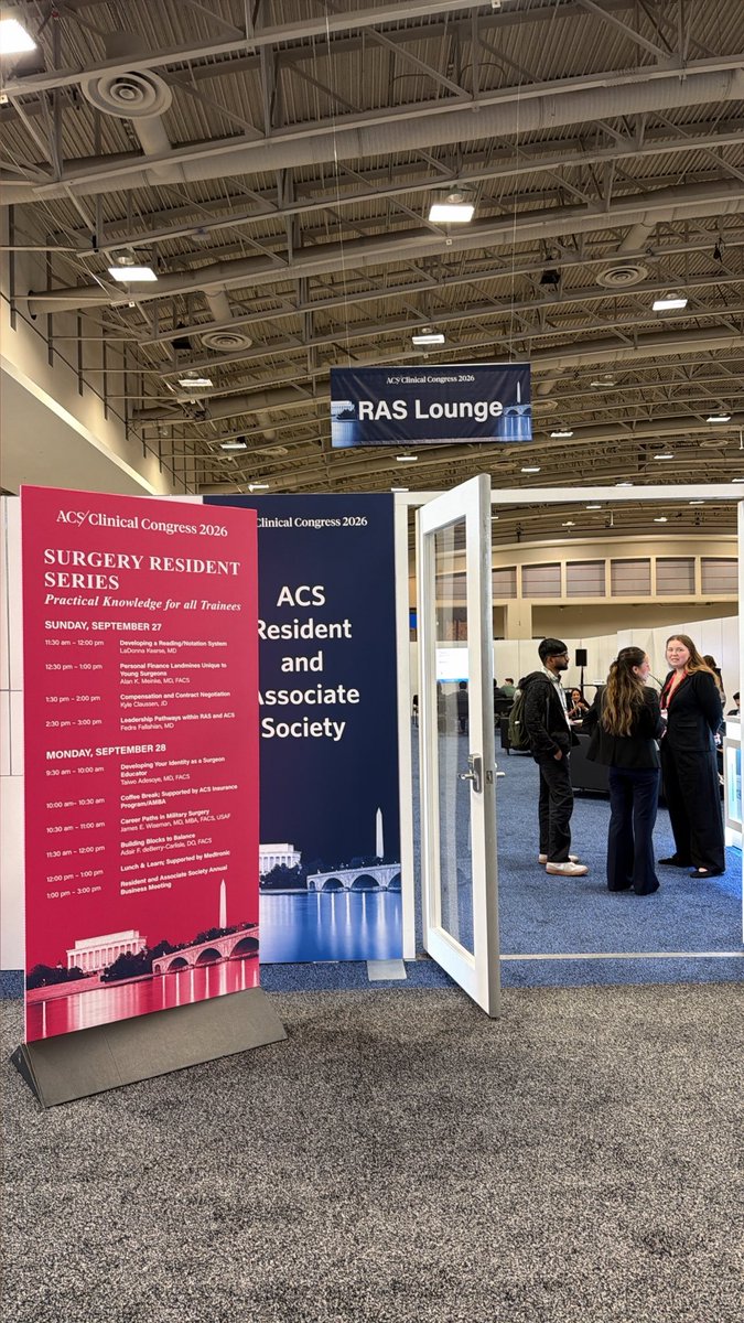 RASACS's tweet photo. Come one and all @AmCollSurgeons - there’s another great day of #RASACS lounge programming at  #ACSCC26
Coffee break right now (yes FREE) and join us at 10:30 to learn about Career Path in Military Surgery with Dr Wiseman https://t.co/63DjaeN49S