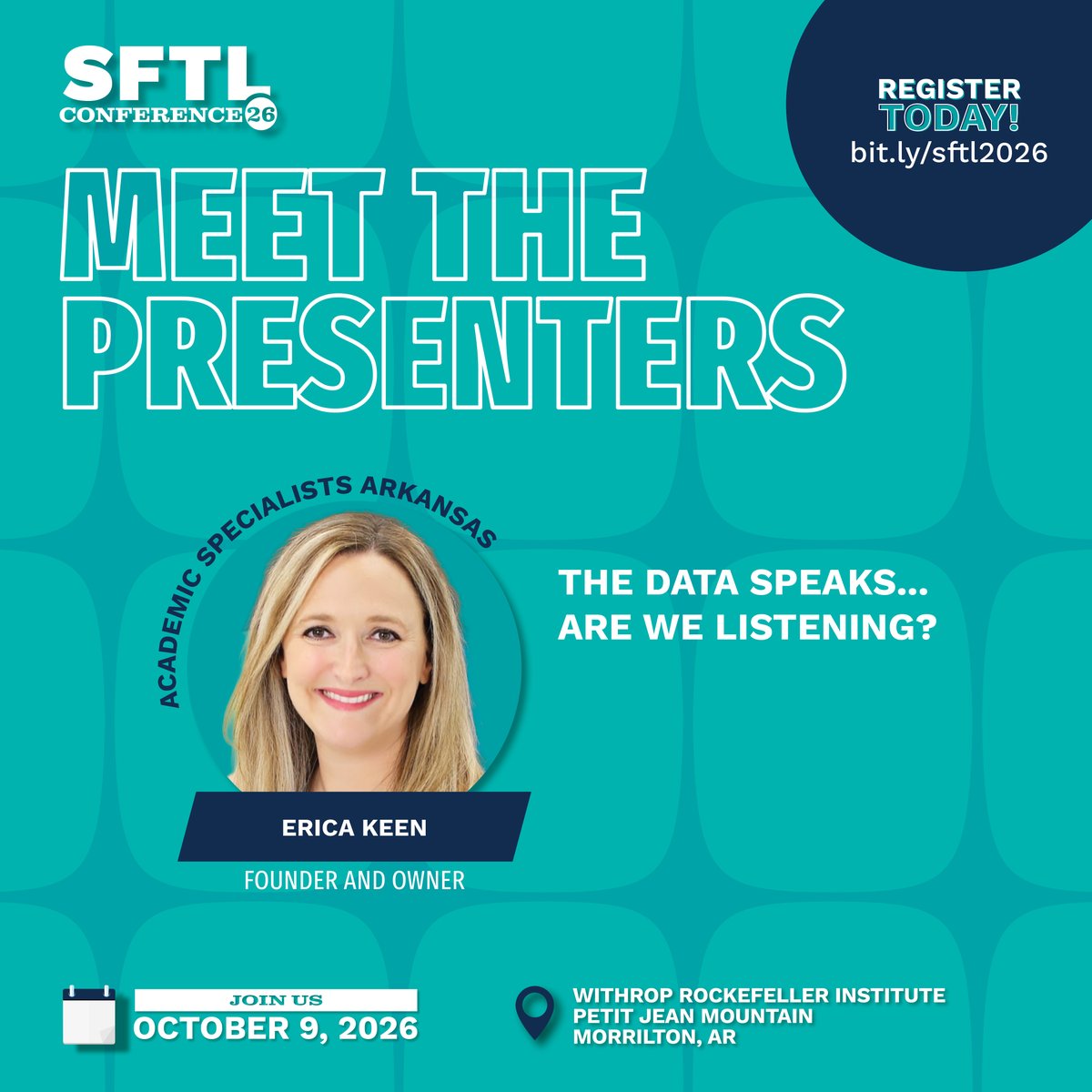 1ReformAlliance's tweet photo. SESSION SPOTLIGHT: Erica Keen of Academic Specialists AR will be joining #SFTL2026 to share insights into data-driven recognition of dyslexia and next steps to support students.
https://t.co/ylPmIlSfMc
#ARED #Dyslexia #Data4Teachers #ProfessionalLearning #EarnPD https://t.co/ldtJsdz5Om
