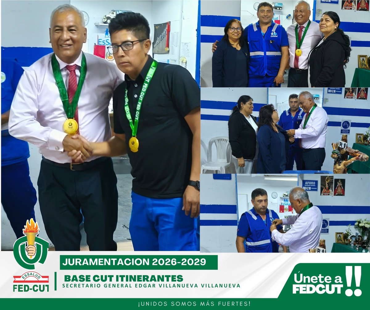 FedCut's tweet photo. ¡NUEVA JUNTA DIRECTIVA! 🤝✨
Con gran orgullo y compromiso, asistimos a la Juramentación de la Base CUT Itinerantes para el periodo 2026-2029, encabezada por su Secretario General, Edgar Villanueva Villanueva.
¡Muchos éxitos en esta nueva etapa!
#FEDCUT #EsSalud #Juramentacion https://t.co/k6Abvk40Cc