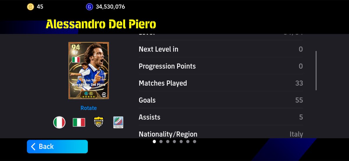 badBoy_bounce's tweet photo. @Mystic_Union Omo even old screenshot, my del piero get 30 goals more than appearances https://t.co/oA53ylCazF