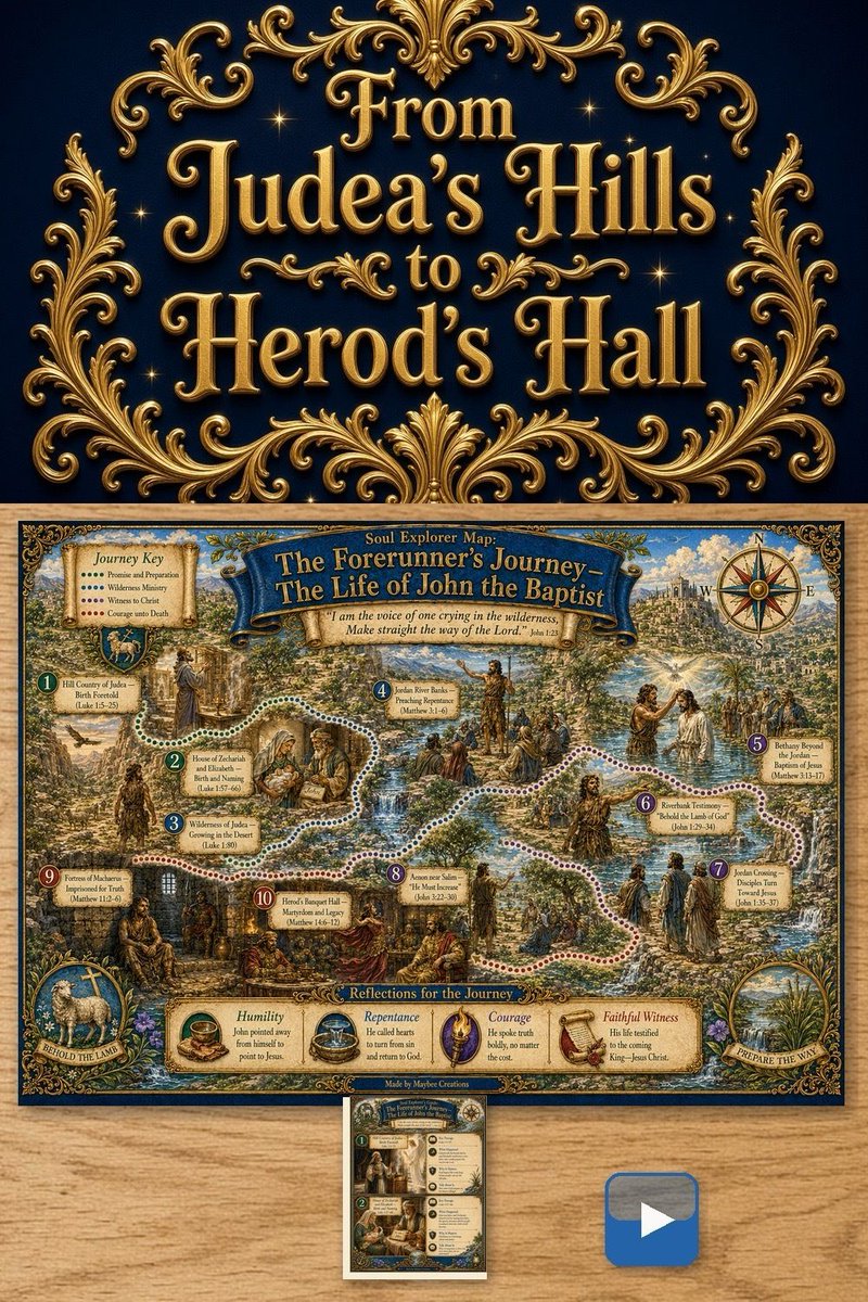 MaybeeCreation's tweet photo. From Judea's Hills to Herod's Hall.

John the Baptist map + guidebook + audio tour. The Map Room.

https://t.co/e7ozn2oJg4

#JohnTheBaptist #BibleMap https://t.co/a8OdooJLGv