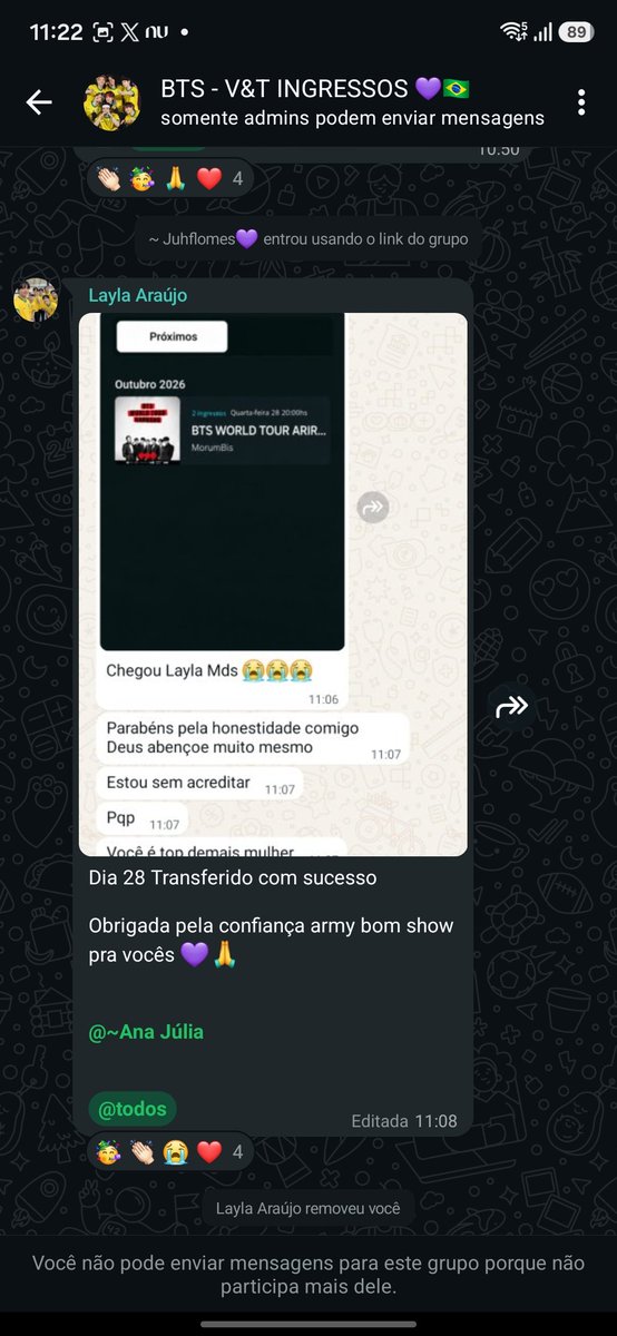 maryy_who's tweet photo. Golpe
Golpe
Golpe
INGRESSO SHOW DO BTS
Fui burra outra vez e agora somam 1.250,00 perdidos pensando que conseguiria ver o show. Por isso pedia o ingresso primeiro.
#BTS_ARİRANG
#BTS_WORLDTOUR_ARİRANG
#ingressos
#venda https://t.co/w1LPFxJsT9
