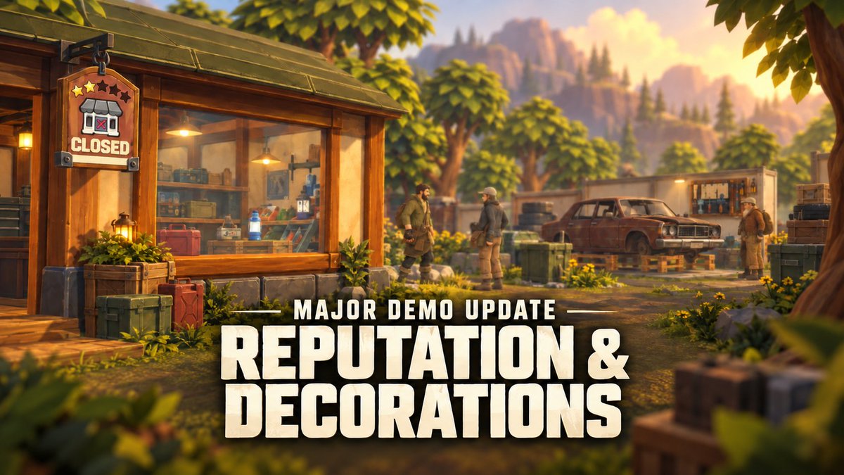 TheLastStash_'s tweet photo. Major demo update is live! ⭐

Reputation &amp; Decorations: earn your customers' trust and make the shop your own.

Plus a sneak peek at what's coming in the full game: look for the locked upgrades 👀

We also just passed 1,000 wishlists. Thank you, traders 🙏 https://t.co/Zp4z7VcR6c