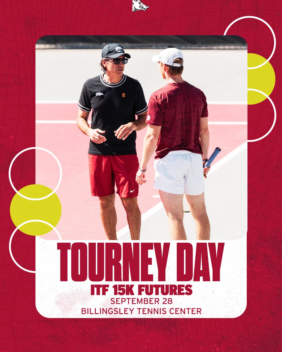 RazorbackMTEN's tweet photo. We’re back home! Come out and support the Hogs at the ITF 15k Futures Tournament this week. Free admission, we hope to see you there! https://t.co/ZJLsfc9h35