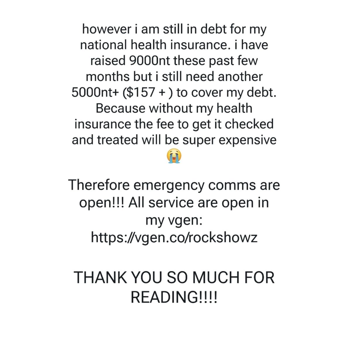 ROCKSHOWZ_'s tweet photo. I HATE TO DO THIS BUT anything helps!!! PLZ SPREAD THIS AROUND THANK YEW 🙏🙏🙏💔💔💔 https://t.co/Jw0wp0Dixe https://t.co/41ip3cADCj