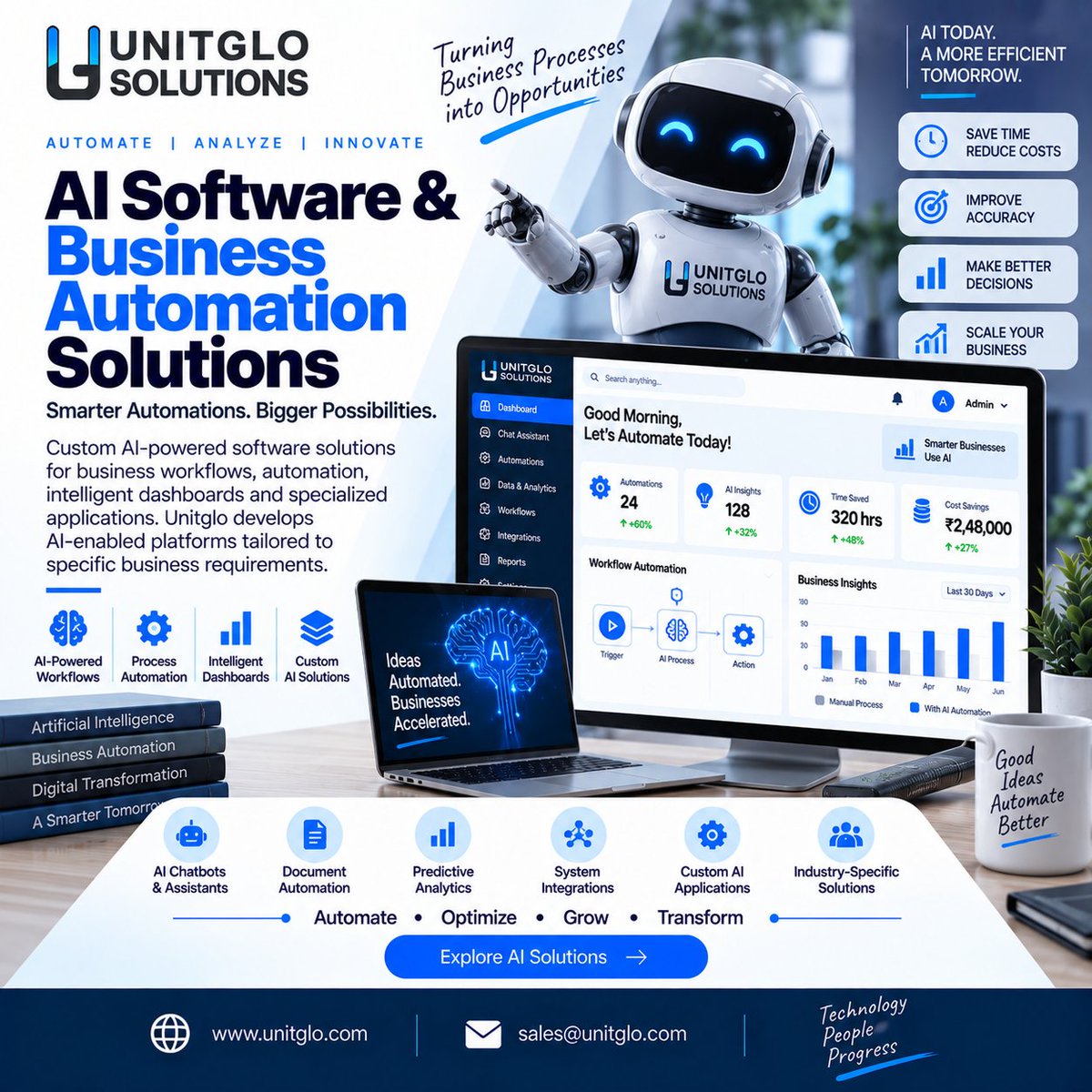 UnitgloSolution's tweet photo. Custom AI-powered software solutions for business workflows, automation, intelligent dashboards and specialized applications. Unitglo develops AI-enabled platforms tailored to specific business requirements.

https://t.co/5nvKIe5nzT

#AI #Automation #BusinessAutomation #unitglo https://t.co/VKHQHHyc2e