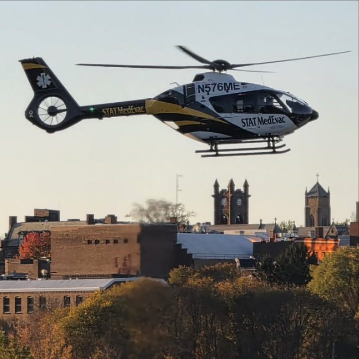stat_medevac's tweet photo. #ISPY - STAT 17 lifting from Jamestown helipad.

📷: Jared Paxton https://t.co/pWvVTteRON