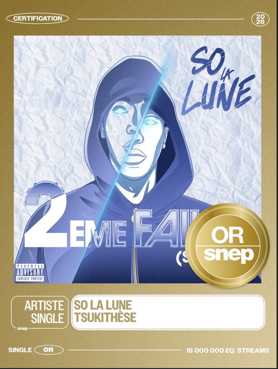 fcsolalune's tweet photo. 🚨📀 TSUKITHÈSE EST CERTIFIÉ SINGLE D’OR 

+15 000 000 DE STREAM https://t.co/9Vu02QMPui