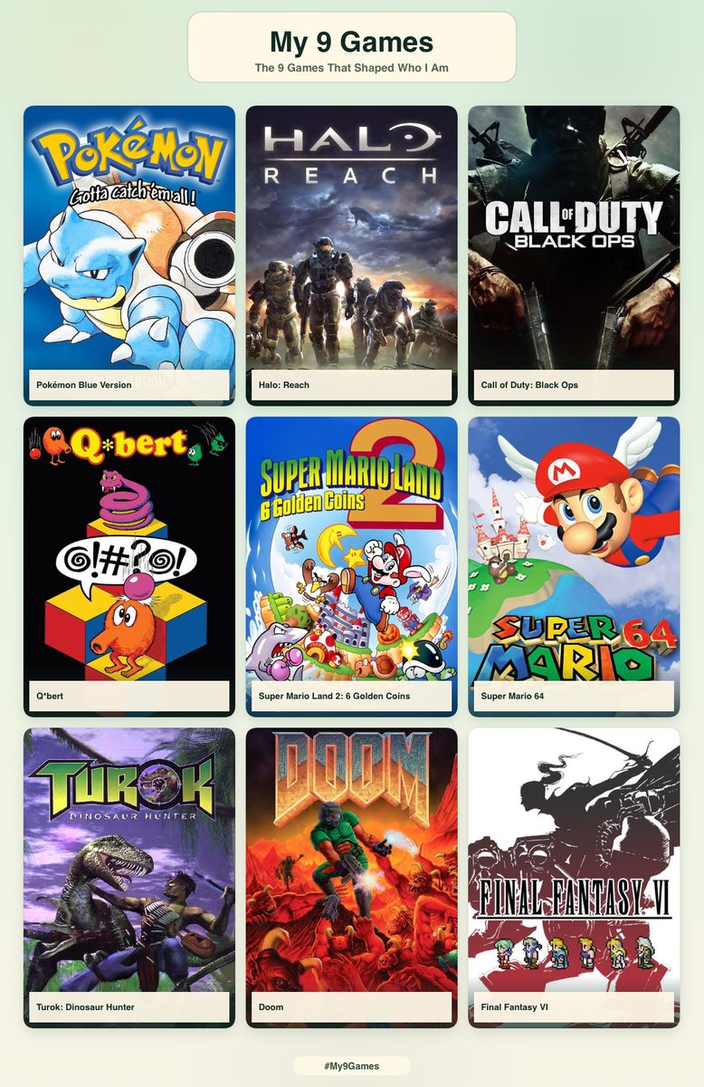 averageretro's tweet photo. Me and my 9 games
So many to choose from! #My9games https://t.co/VKbvTrj43u