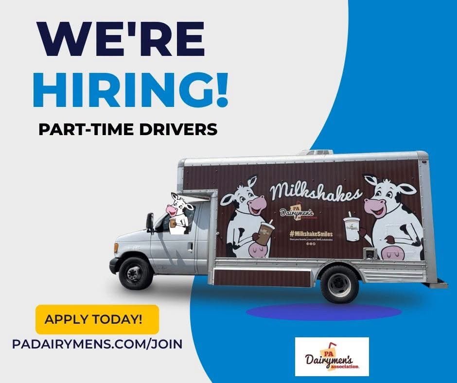 padairymens's tweet photo. The PA Dairymen’s Association is growing our team!

We’re looking for a dependable, enthusiastic individual to help us serve our Legen-Dairy milkshakes.

Learn more about this part-time position and apply today!  https://t.co/AG2uSK1KJW https://t.co/72aqp5baGv