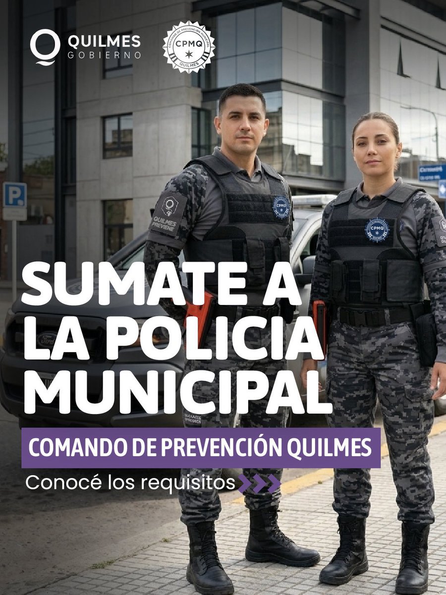 QuilmesMuni's tweet photo. Abrimos la convocatoria para incorporarse al Comando de Prevención Municipal de Quilmes, una nueva fuerza financiada con inversión 100% municipal.

Conocé los requisitos e inscribite en https://t.co/C5YsWIGYtr

La convocatoria permanecerá abierta hasta el 30 de octubre inclusive. https://t.co/p4GGR928EZ