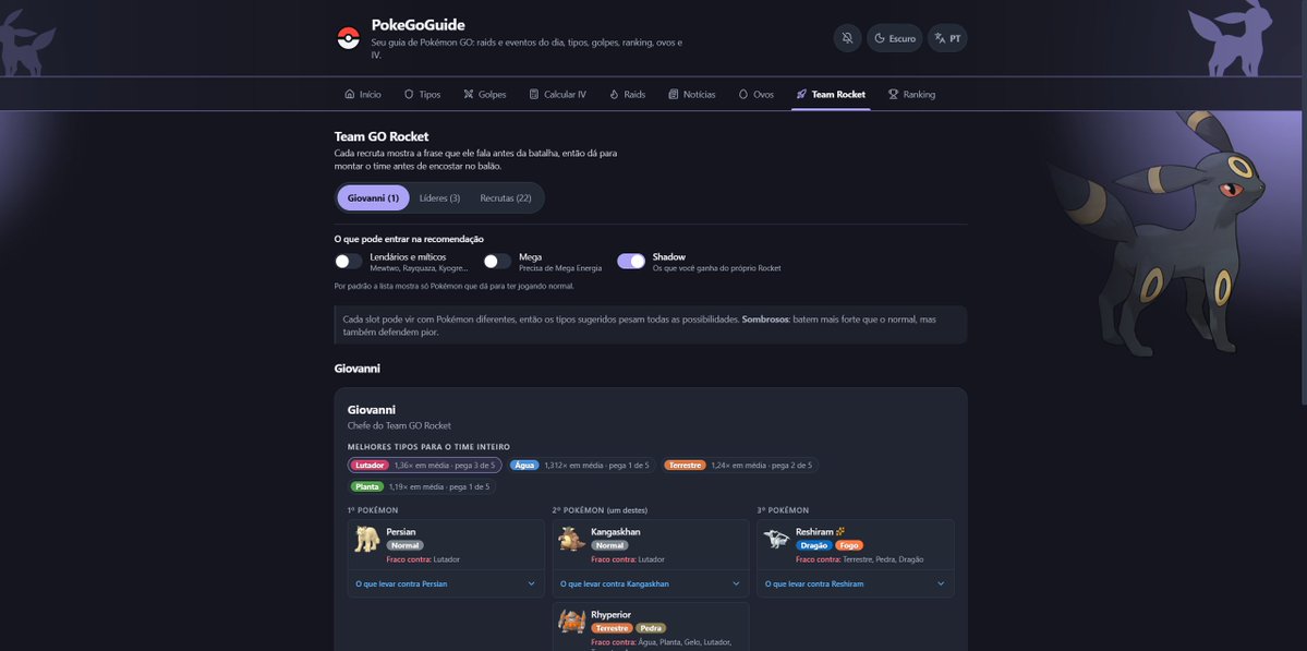 enzonees's tweet photo. Ainda tem tabela de tipos com os multiplicadores do GO, melhores golpes de cada Pokémon, ranking de atacantes, ovos e as frases do Team Rocket com o counter de cada recruta.

Dá pra instalar no celular e funciona até sem internet. https://t.co/PulwHLHNdZ
