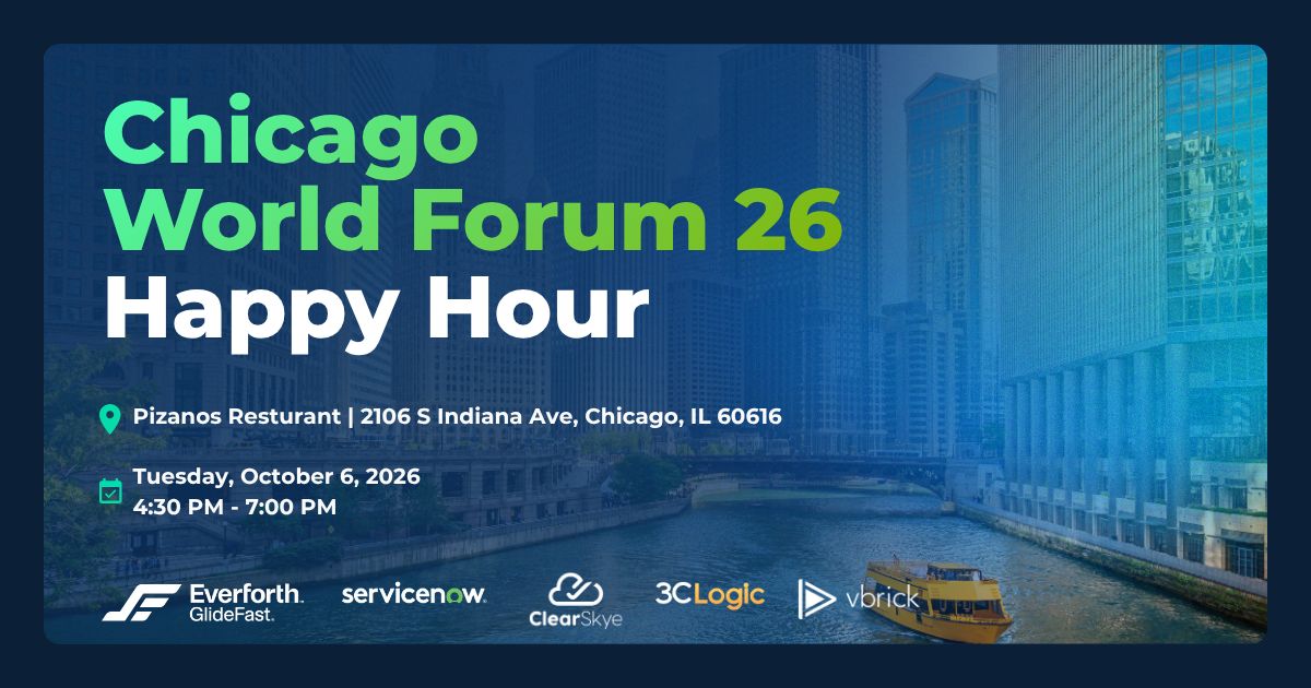 VbrickSystems's tweet photo. ServiceNow World Forum Chicago is right around the corner! 

After a full day at the Forum, join Vbrick and GlideFast for drinks, networking, and a chance to connect with the ServiceNow community.

Don’t wait to RSVP 👇 
https://t.co/uJ2Q9RUAVY 
@glidefast @servicenow https://t.co/33PYzDcNsq
