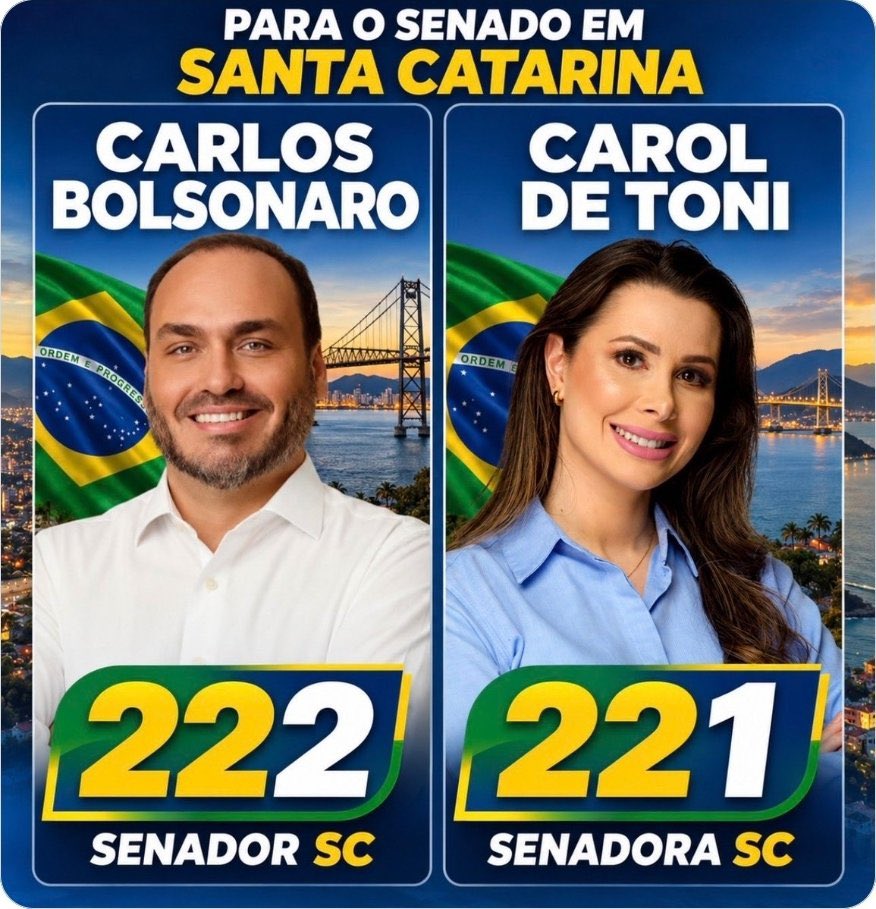 AnnaLobato66's tweet photo. Senador por Sta Catarina,Carlos Bolsonaro 222
Carol de Toni 221 https://t.co/N0s6DrVAXh