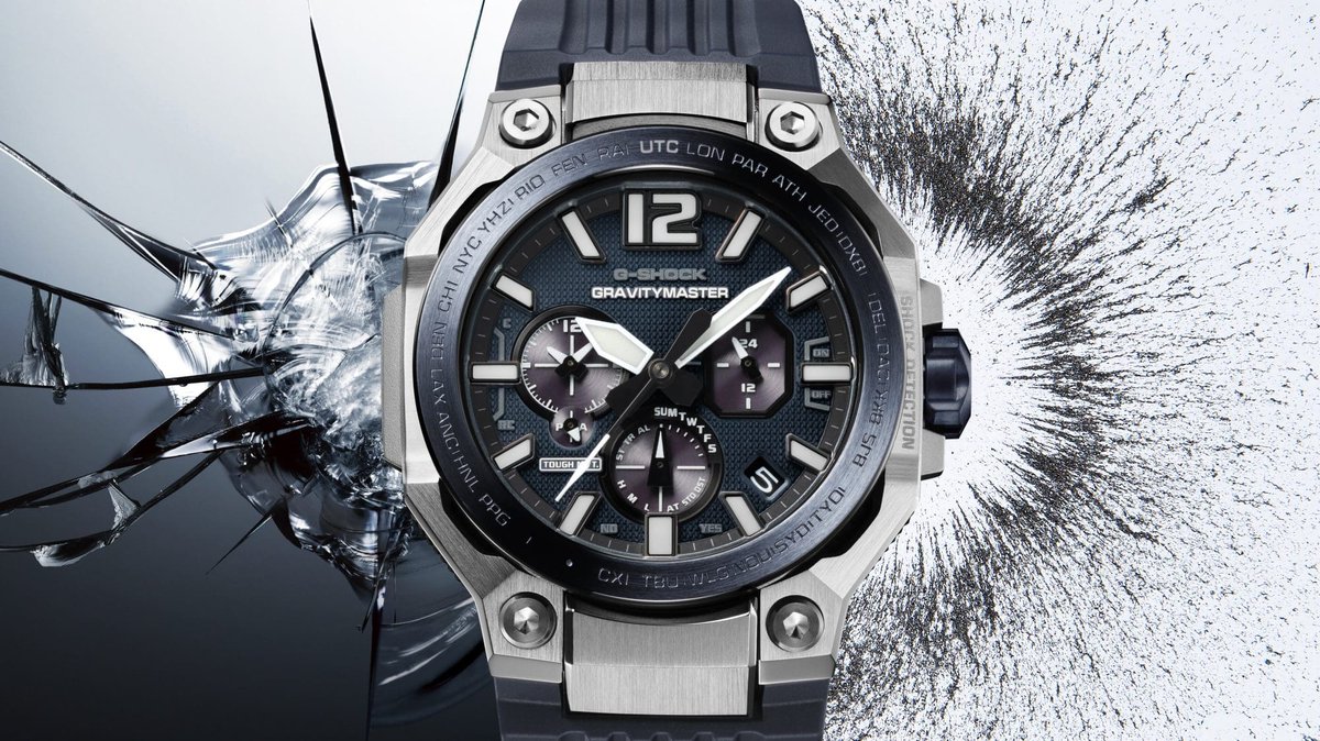 timemachineplus's tweet photo. Not the G-Shock you're picturing. GravityMaster: Carbon Core Guard case wrapped in metal, solar, radio time sync and Bluetooth — it sets itself and never needs a battery. 47.3mm. Ref. GWR-B3000-1A, $880. 

https://t.co/etnyO3K5KU 

#GShock #GravityMaster https://t.co/cNhgyDKQOv