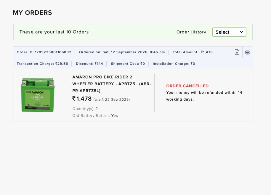rahuladityan's tweet photo. @amaronofficial When will I get the refund… this should be automated. Poor customer service who registers the same complaint again and again, which means the complaint is not even registered in the first place.. https://t.co/FJjplnhHAD
