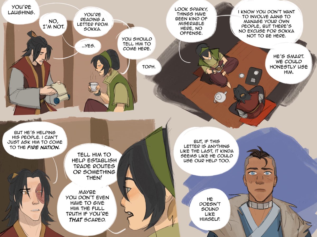 noka_exe's tweet photo. more stuff w/ disaster trio #atla #zuko #toph #sokka https://t.co/IeAvBin9VR
