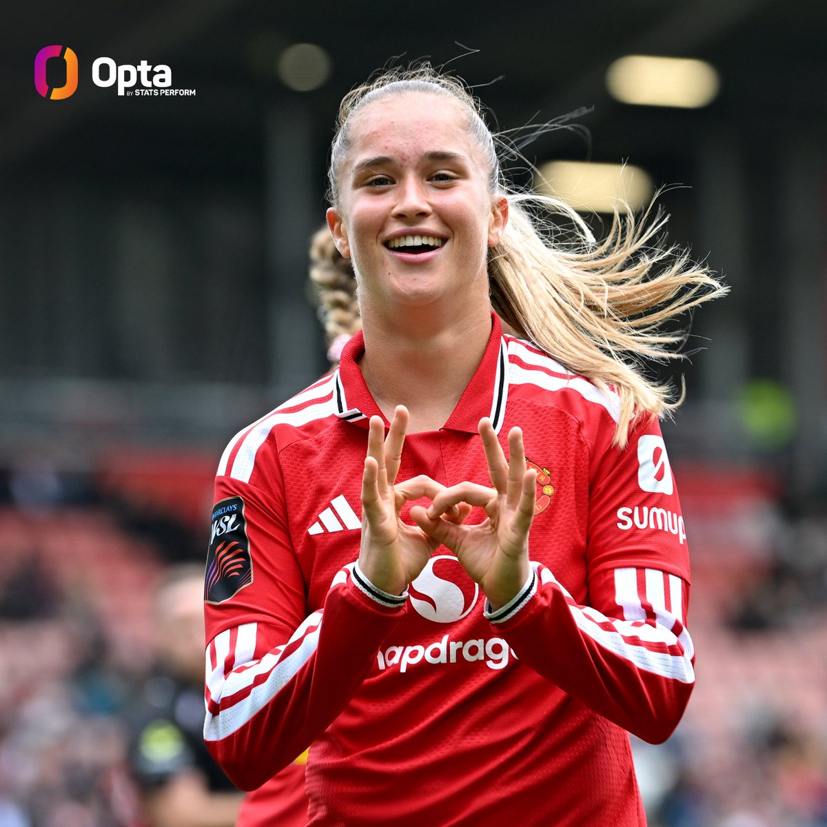 OptaJoe's tweet photo. 1 - Andrea Medina scored a goal, created four chances, won eight duels and had 11 touches in the opposition box in yesterday's win over West Ham.

She is the first @ManUtdWomen player in WSL history to produce all of those numbers in one match.

Unique. https://t.co/Ft5SRyxE4p