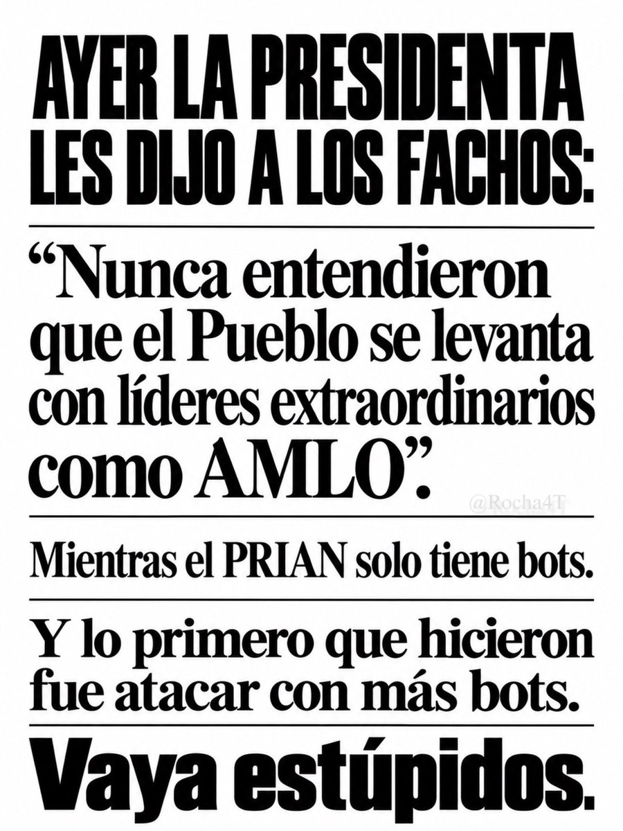 Rocha4T's tweet photo. JAJA

Pinches prianistas, no están más estúpidos porque no se puede… ¿O sí?

#ClaudiaDaResultados https://t.co/myxSiCqTGA