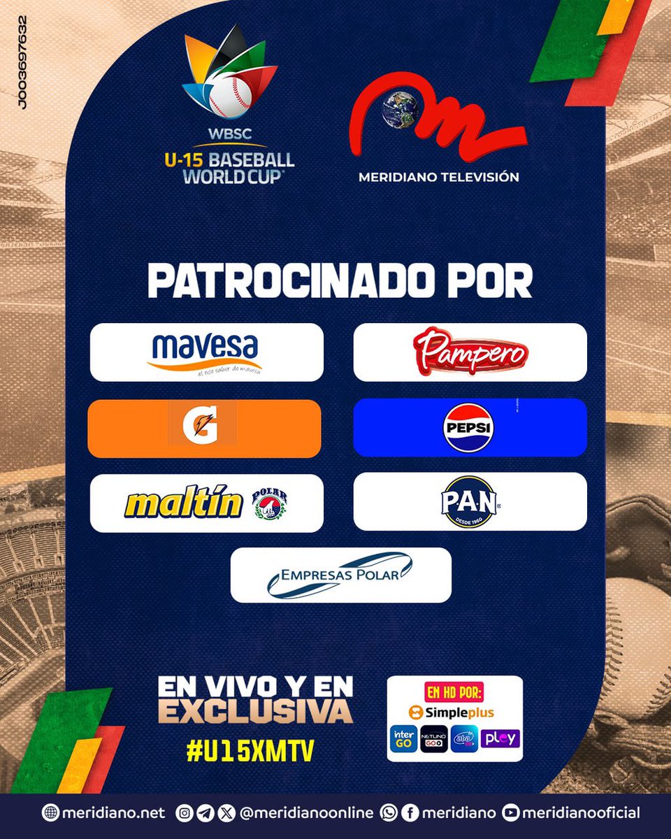 Meridianoonline's tweet photo. 🔥¡TODOS CON EL TEAM BEISBOL VENEZUELA! ⚾

¡Venezuela vuelve al terreno a dejarse el alma, buscando dejar al país en lo más alto! La selección salta al diamante para medirse ante República Checa

🗓️ HOY lunes 28 de septiembre
⏰ Inicio: 3:30 P.M.
🇨🇿 República Checa vs.  🇻🇪 VENEZUELA 

📺 EN VIVO Y EN EXCLUSIVA por Meridiano Televisión

💬 ¡MANDALES TU MENSAJE DE APOYO! Escribe tu mensaje con la etiqueta #U15xMTV ¡Vamos Venezuela!⚾💪