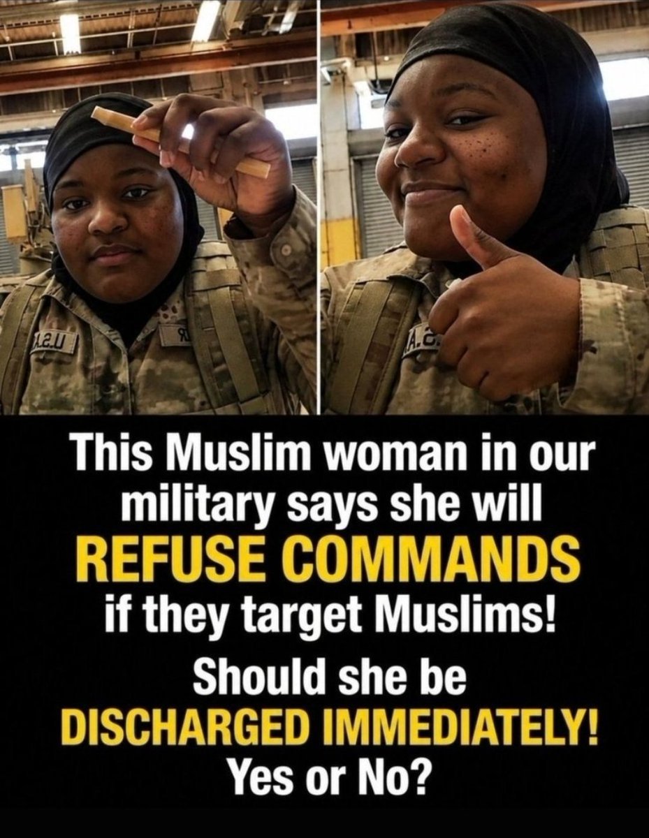 Jolie_Miller09's tweet photo. She gave a thumbs-up to refusing orders based on religion.

Every recruit swears an oath to the Constitution, not a faith group.
Does this belong in uniform? https://t.co/Zv2JkVi7B1