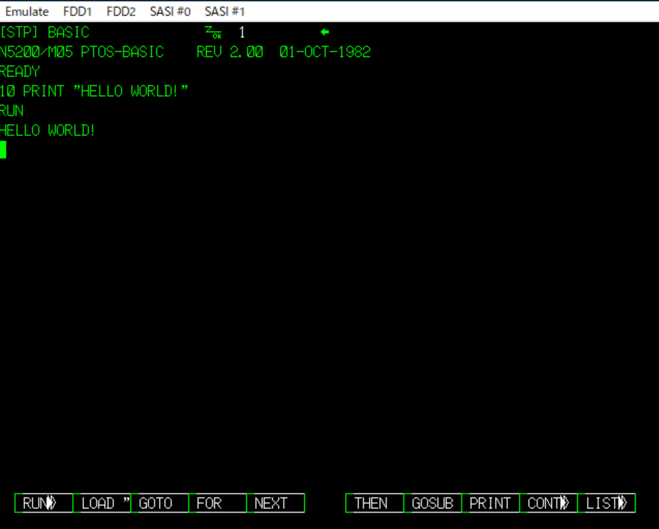 Xilakampa's tweet photo. シルバーウィーク中にAIに作らせたN5200エミュレータ。あのＰＴＯＳとＭＳＤＯＳが動いている感動。それだけ。 https://t.co/K0cVVX0UlM